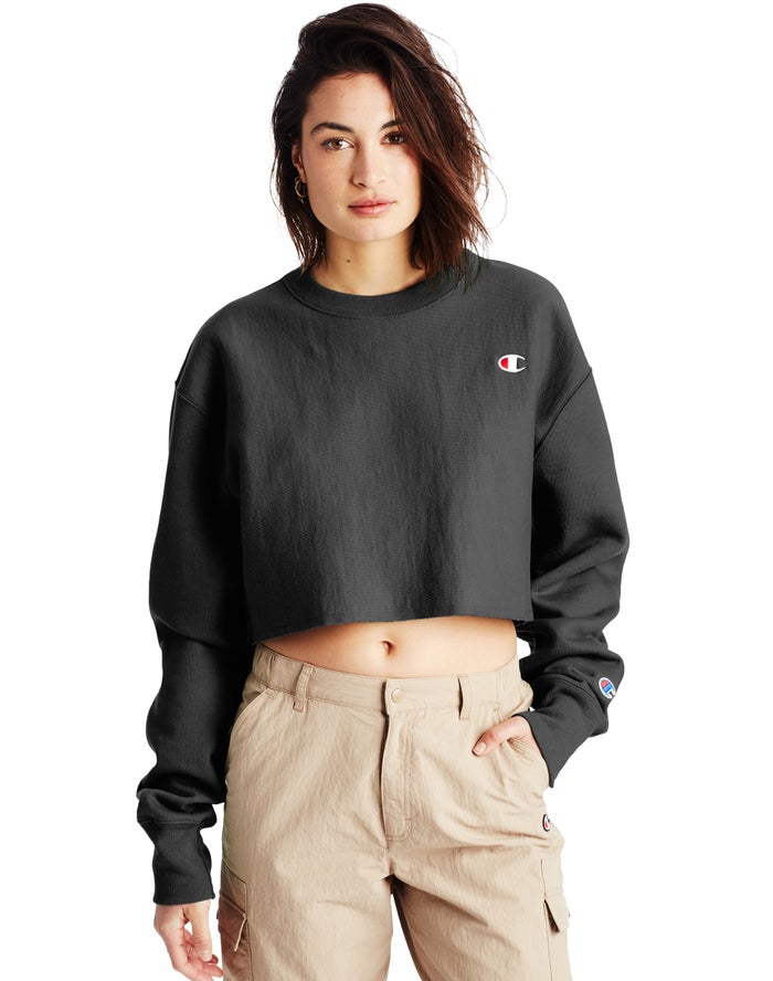 Sudadera Champion Mujer - Reverse Weave Cropped Cut-Off Crew ( Negras ) 3946802-NH